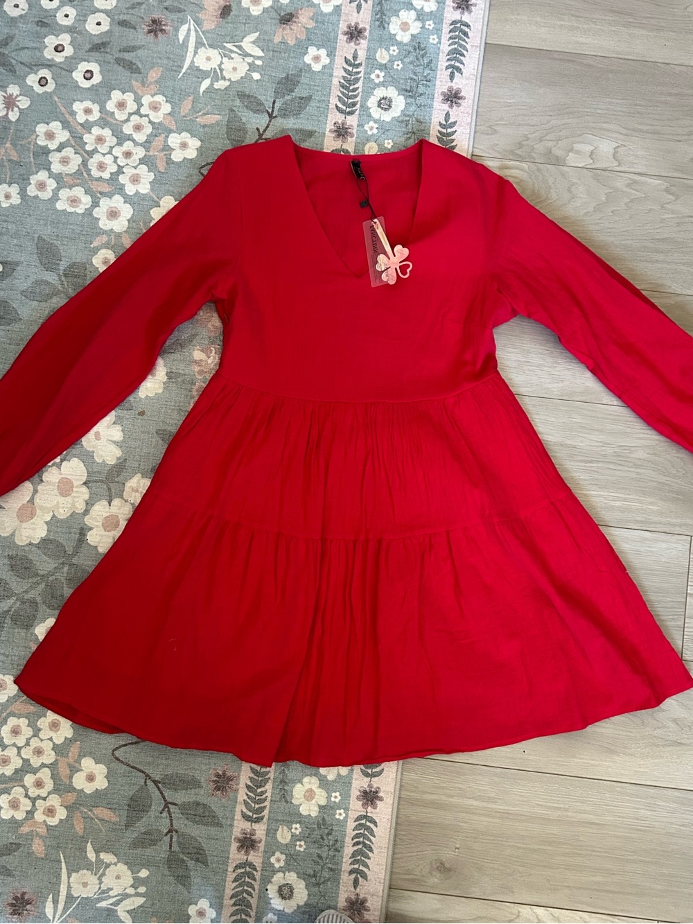 Girls' Red Long-Sleeve Tiered Dress NWT